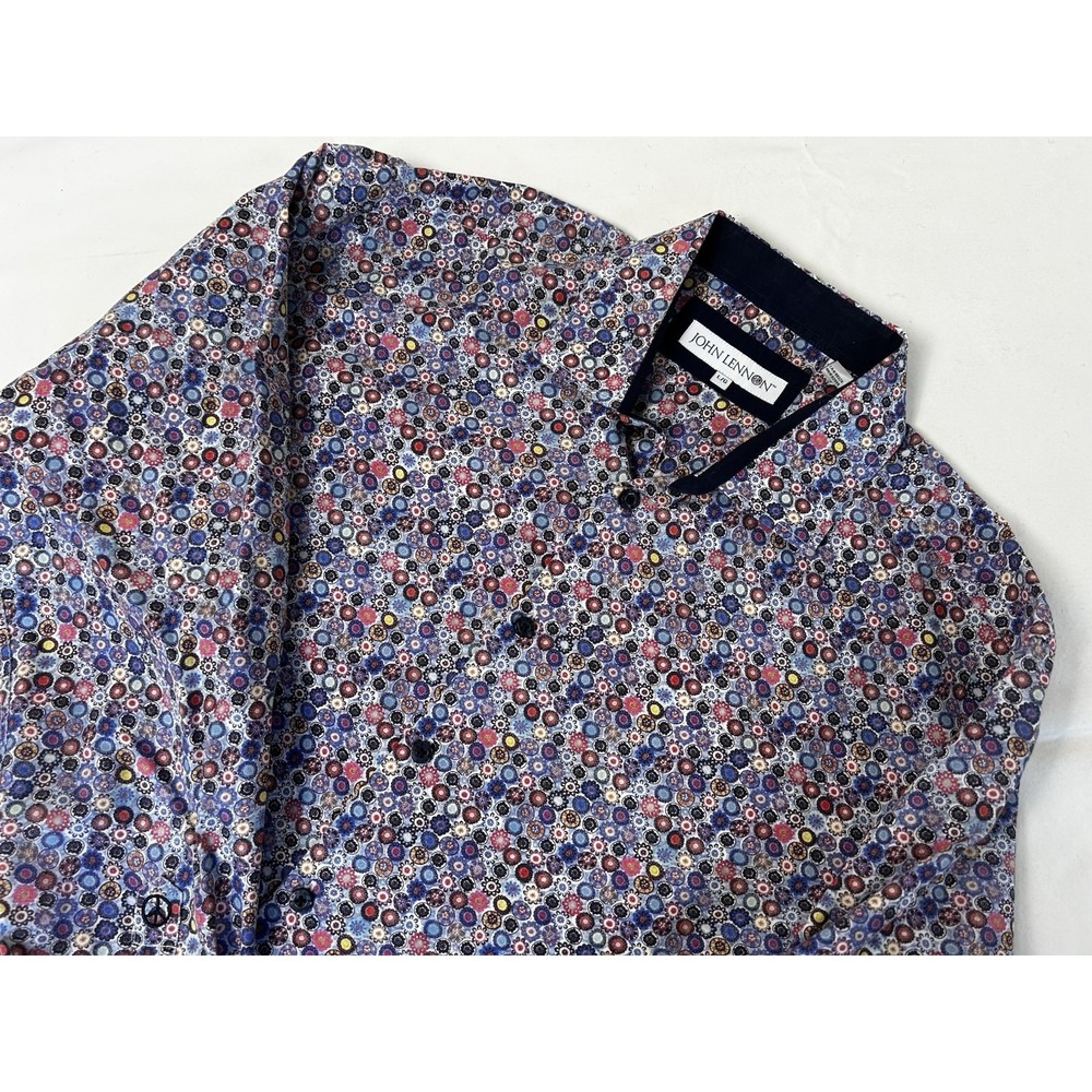 John Lennon Shirt Men's Size Large Multicolor Casual Button Up Long Sleeve